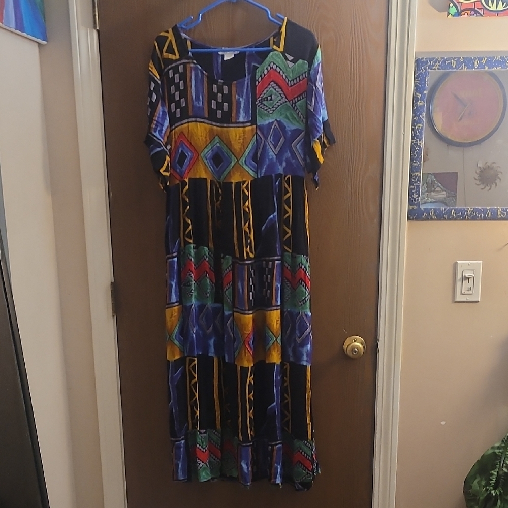 Colorful Geometric Patterned Dress